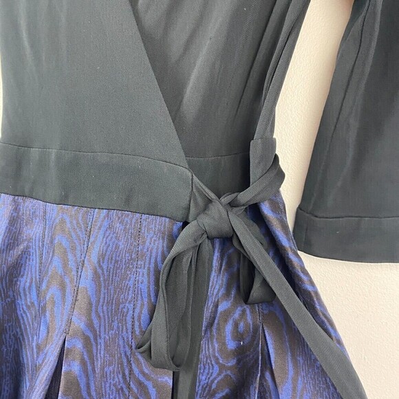 DVF Diane von Furstenberg JEWEL Shadow Blue Black Silk Combo Wrap Dress Size 0 - Picture 4 of 13
